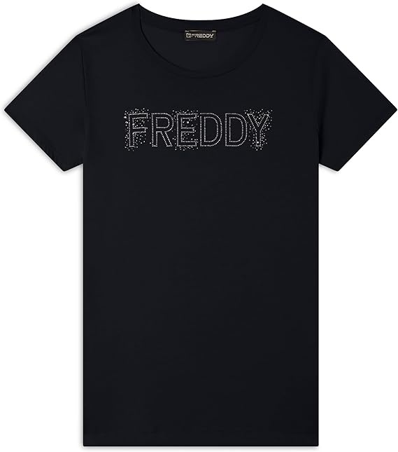 FREDDY T-Shirt in Jersey Modal con Logo Strass