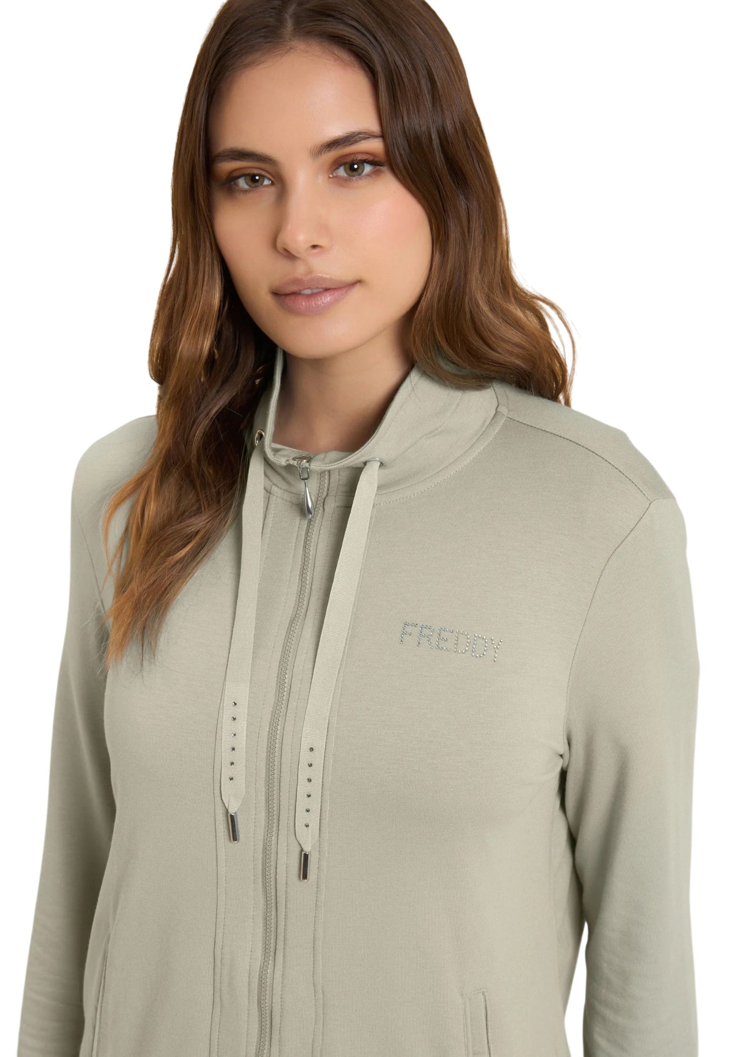 Freddy Felpa Zip e Collo Alto con logo in strass