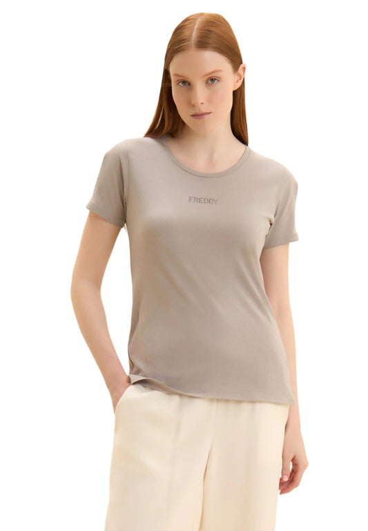 Freddy t-shirt mezza manica scritta con strass