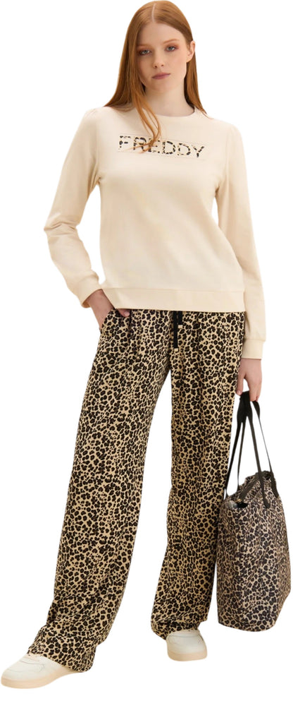 Freddy Pantaloni wide leg in viscosa fantasia animalier