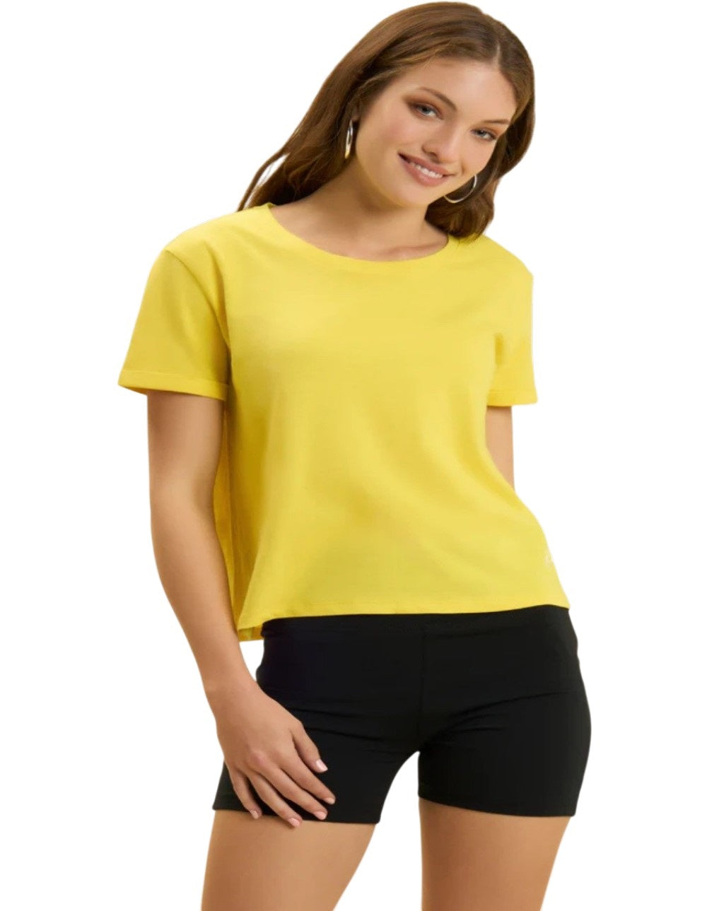 Freddy T-shirt cropped in jersey fiammato con risvolto sulle maniche