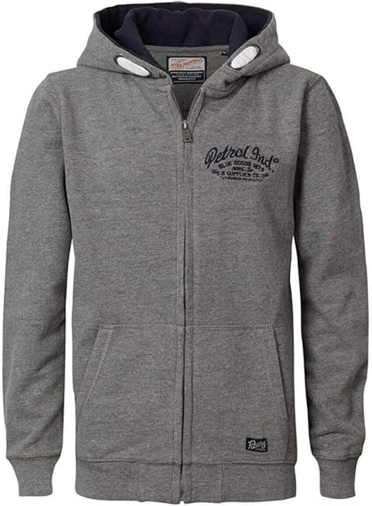 petrol felpa zip lunga cappuccio