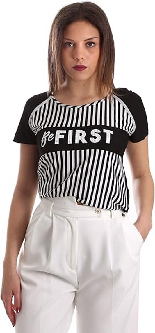 liu-jo t-shirt rigata con scritta