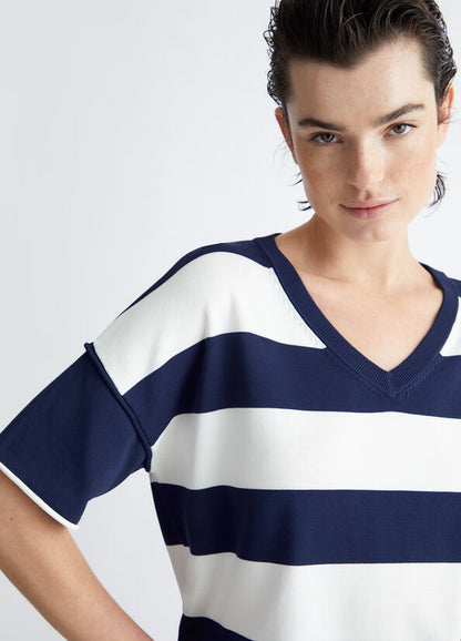 LIU-JO maglia Vcotone  con manica corta a righe