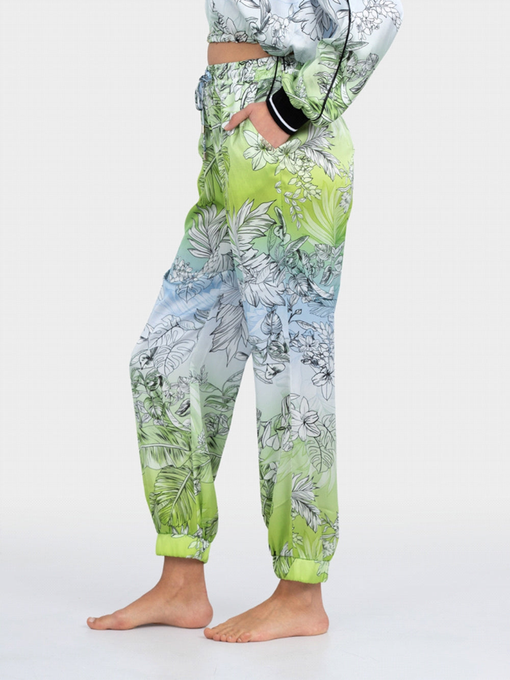 LIU-JO pantalone con molla in fondo in raso