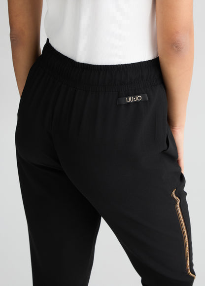 Liu-Jo pantaloni fondo aperto con banda di strass
