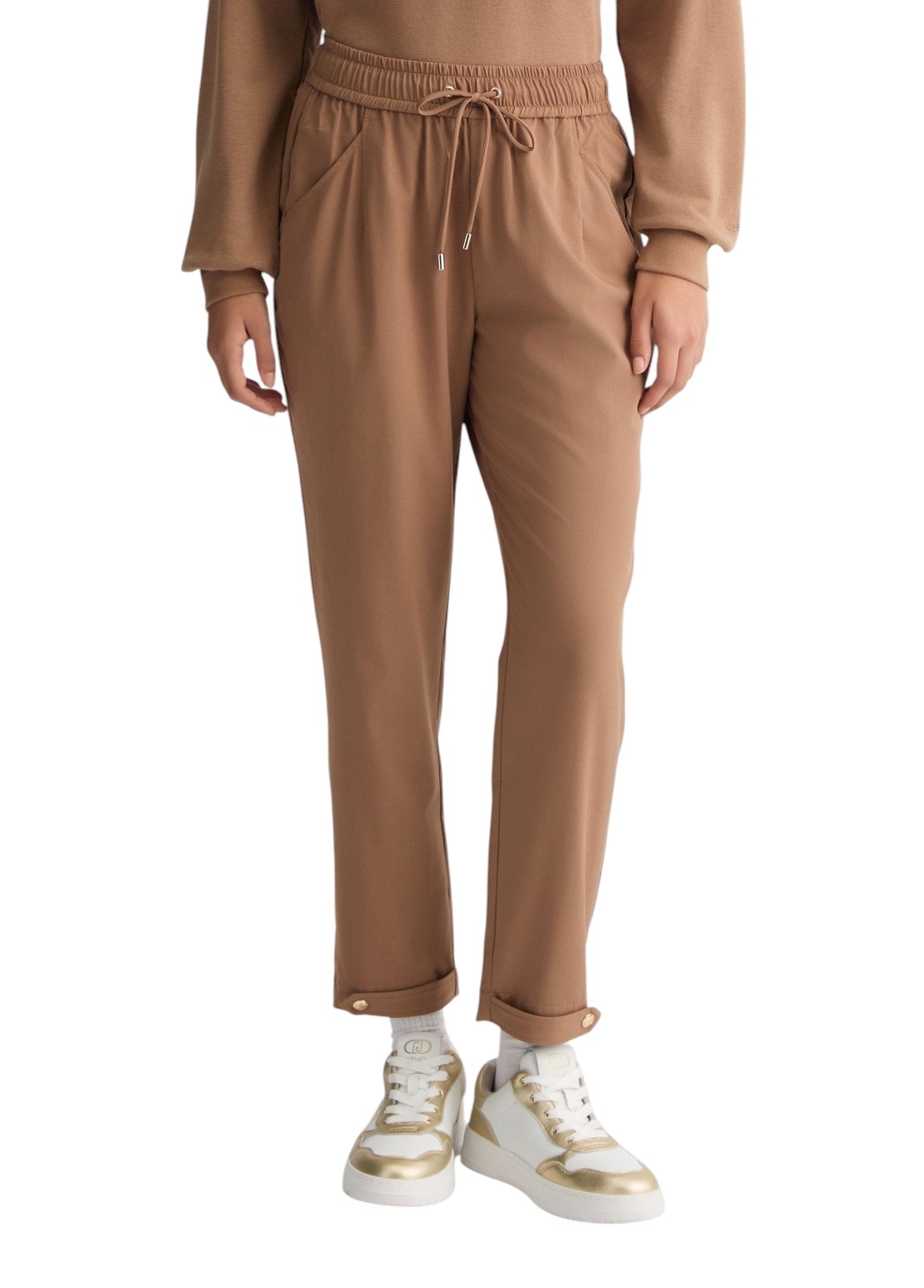Liu-Jo pantalone cropped aperto con coulisse in vita