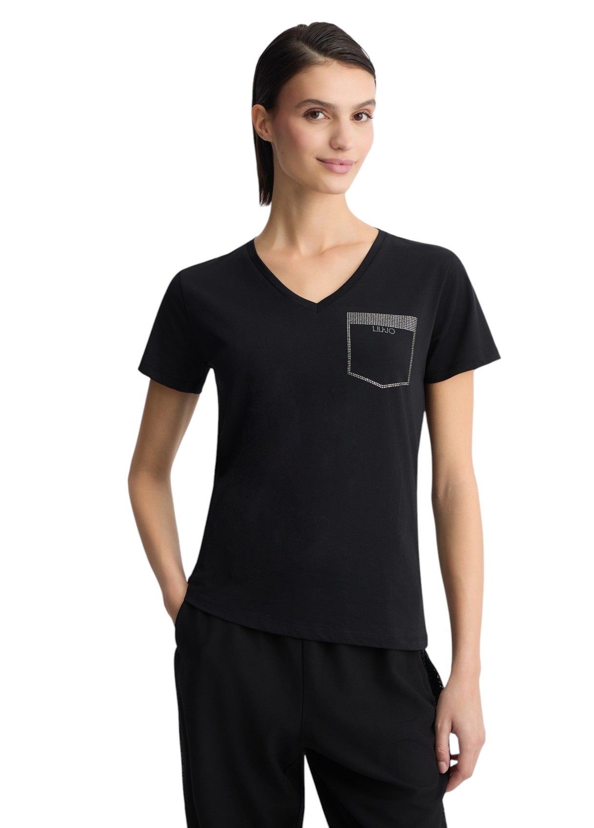 Liu-Jo T-shirt scollo V con strass
