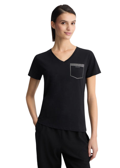 Liu-Jo T-shirt scollo V con strass