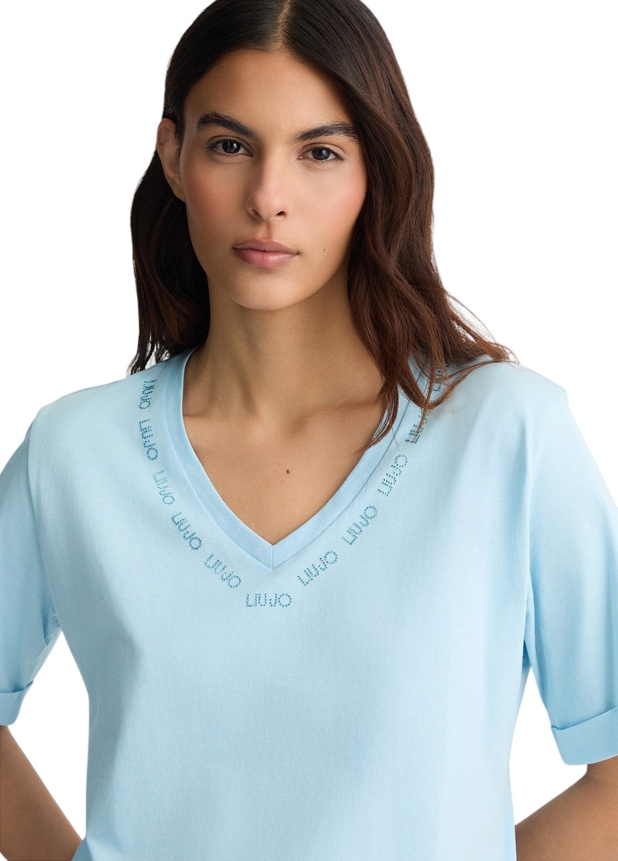 Liu-jo t-shirt scollo a V con scritta