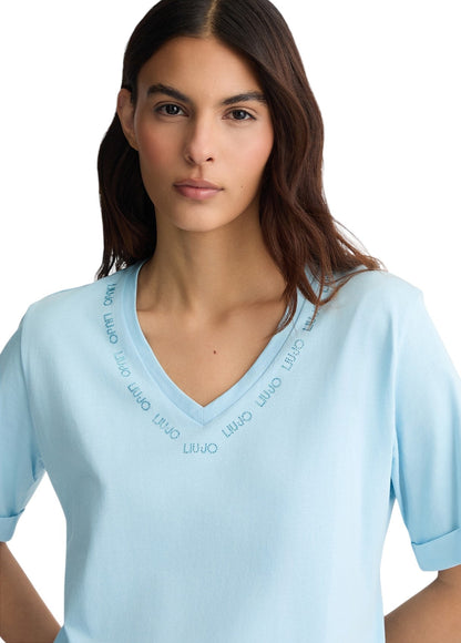 Liu-jo t-shirt scollo a V con scritta