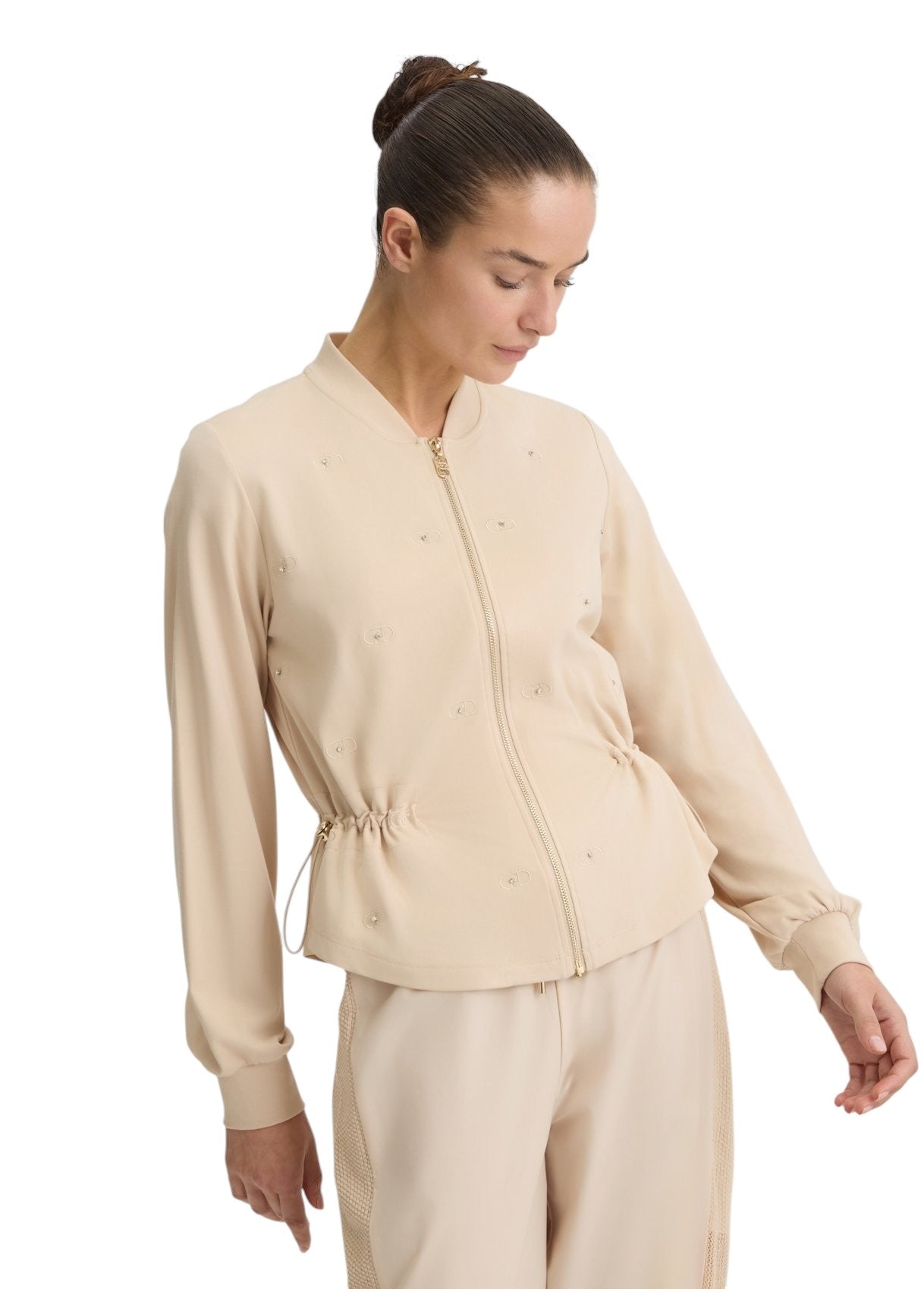 Liu-jo felpa zip lunga con colusse in vita regolabile