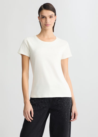 Liu-Jo t-shirt giro collo con perle