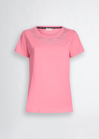 Liu-Jo t-shirt giro collo con perle