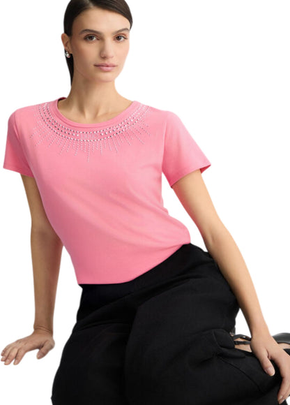 Liu-Jo t-shirt giro collo con perle