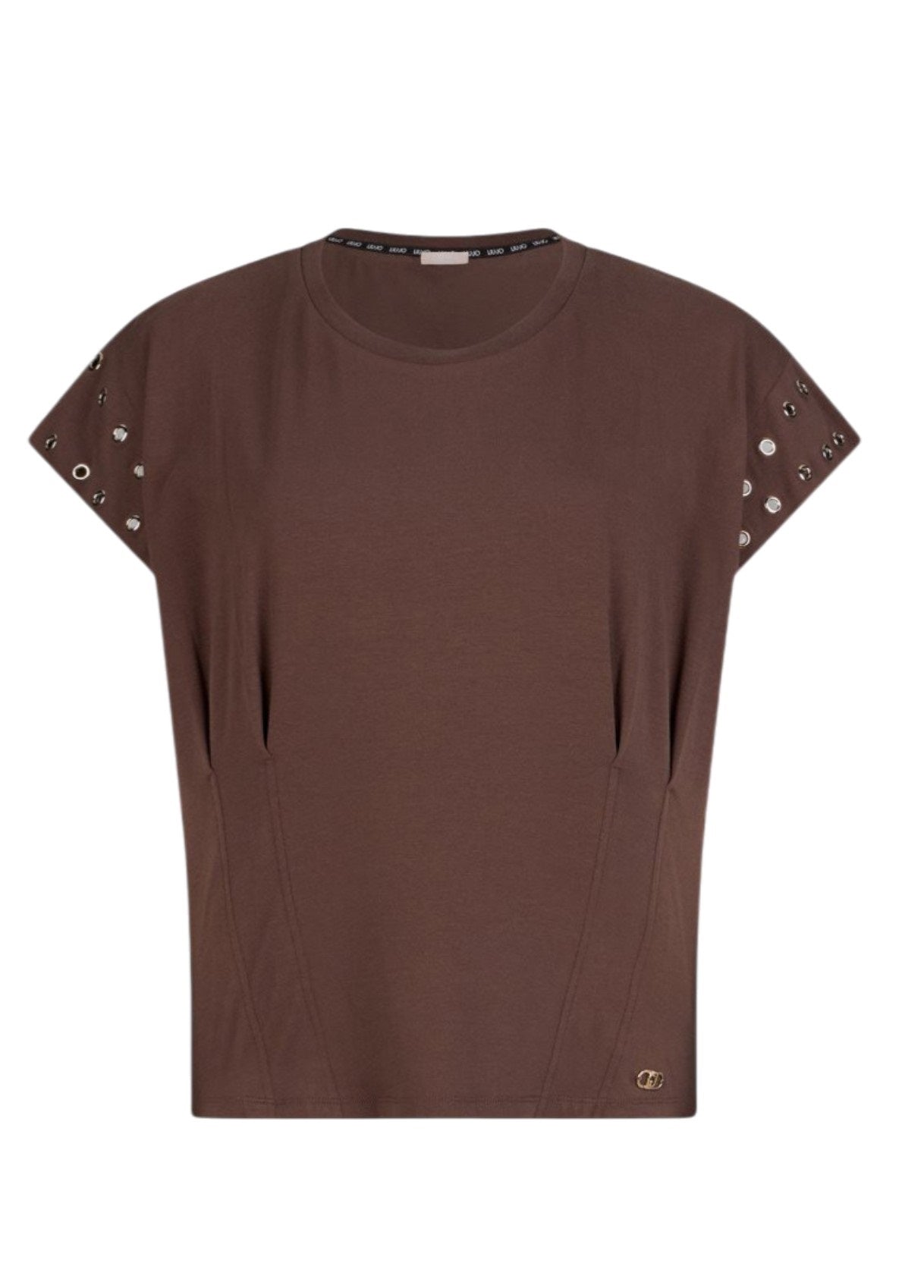 lIU-jO T-shirt con occhielli decorativi