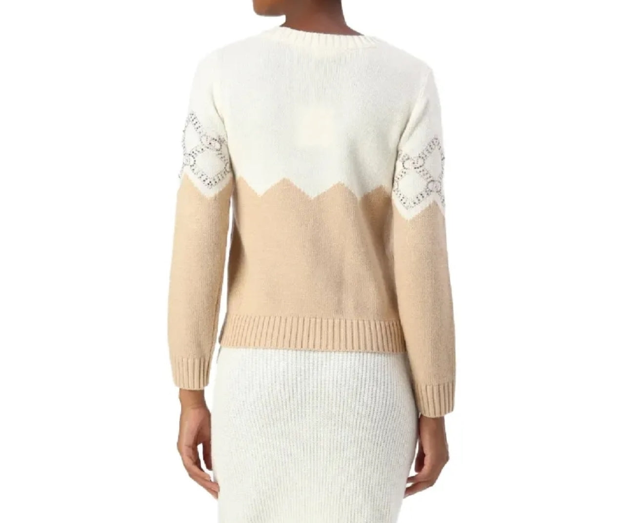 Liu-jo maglia panna/beige con strass