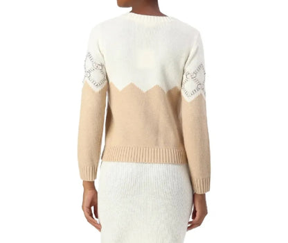 Liu-jo maglia panna/beige con strass