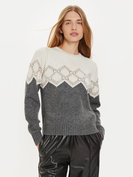 Liu-jo maglia panna/beige con strass