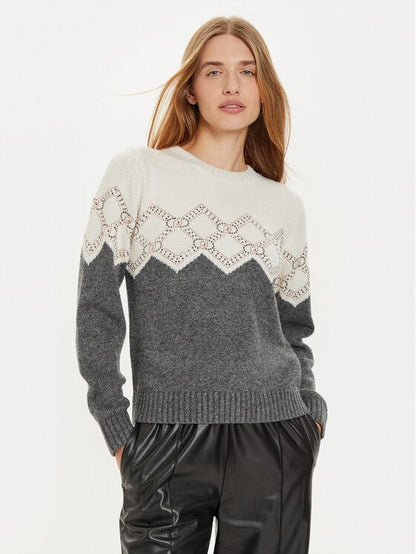 Liu-jo maglia panna/beige con strass