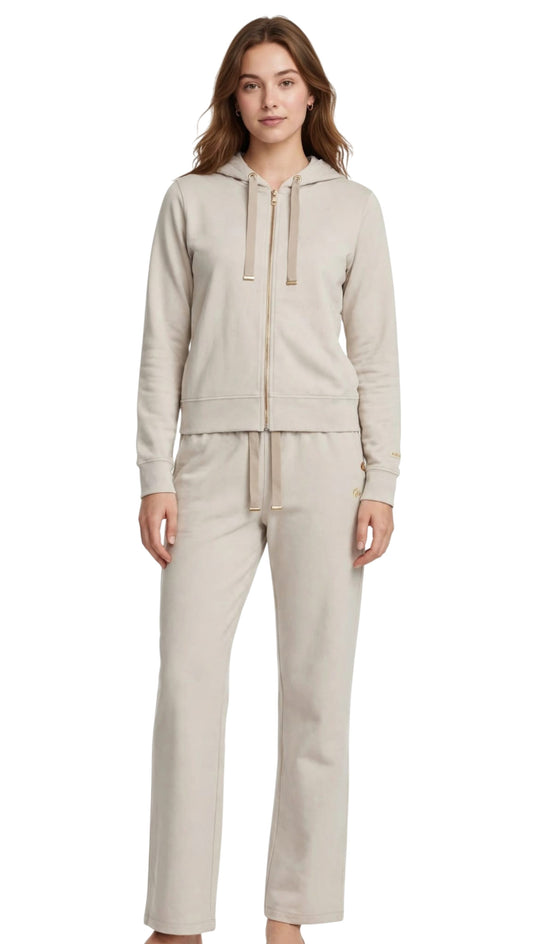 Leone tuta in modal zip lunga cappuccio pantalone morbido