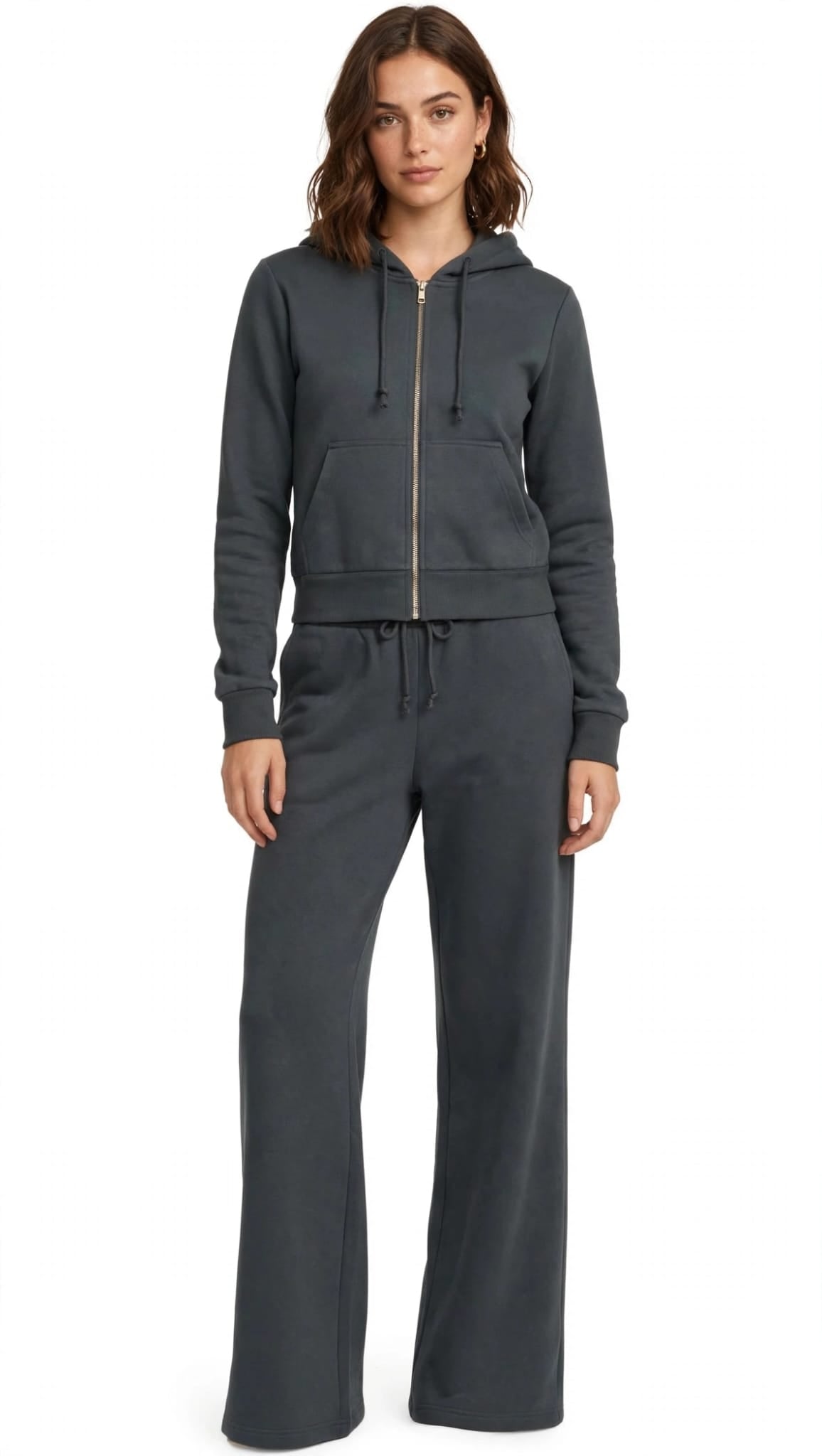 Leone tuta zip lunga cappuccio pantalione largo con spacco