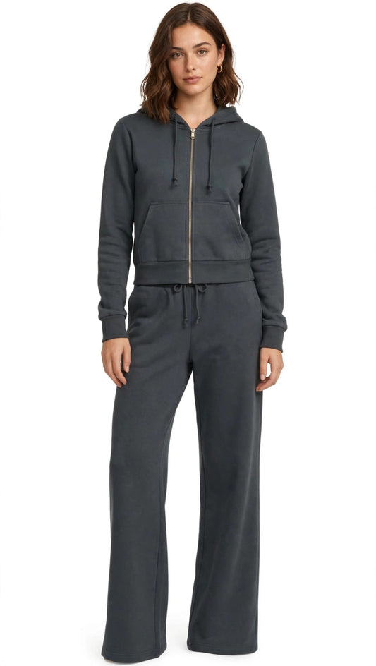 Leone tuta zip lunga cappuccio pantalione largo con spacco