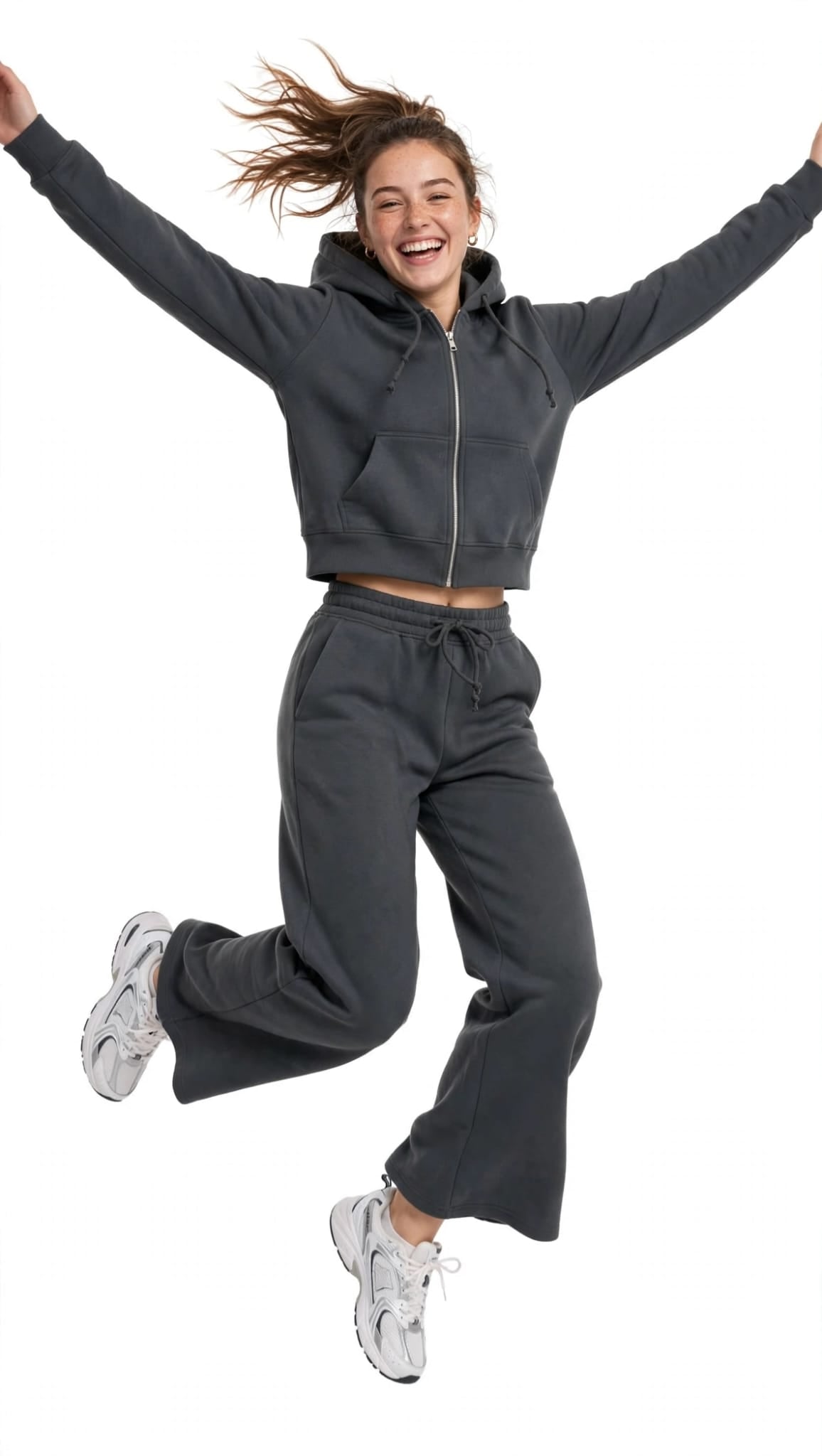 Leone tuta zip lunga cappuccio pantalione largo con spacco