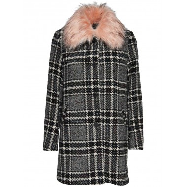 ONLY cappotto Check con pelliccia mod. Dory